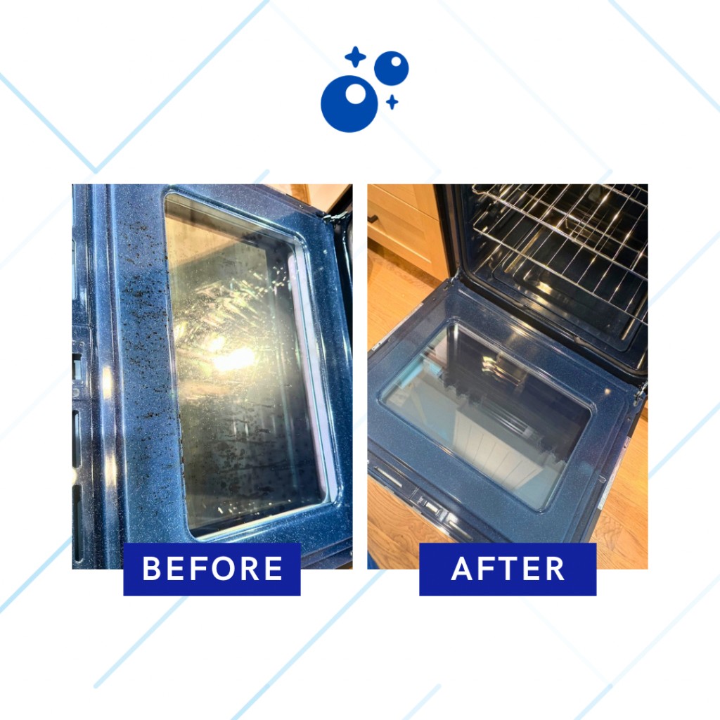 Before and after: toaster interior from grease and crumbs to spotless.